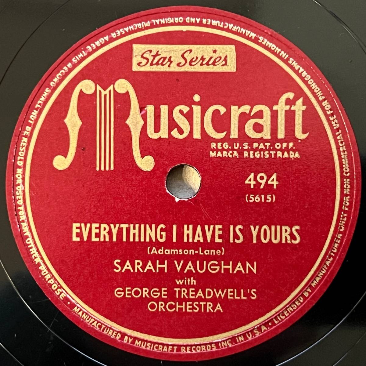 SARAH VAUGHAN MUSICRAFT Body and Soul/ Everything I Have Is Yours_画像3