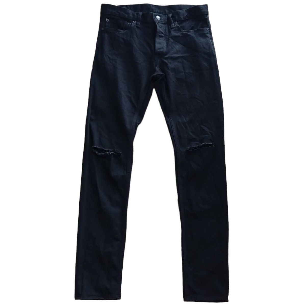 極美品 MINEDENIM 定番 スーパースリム スリットジーンズ ブラック