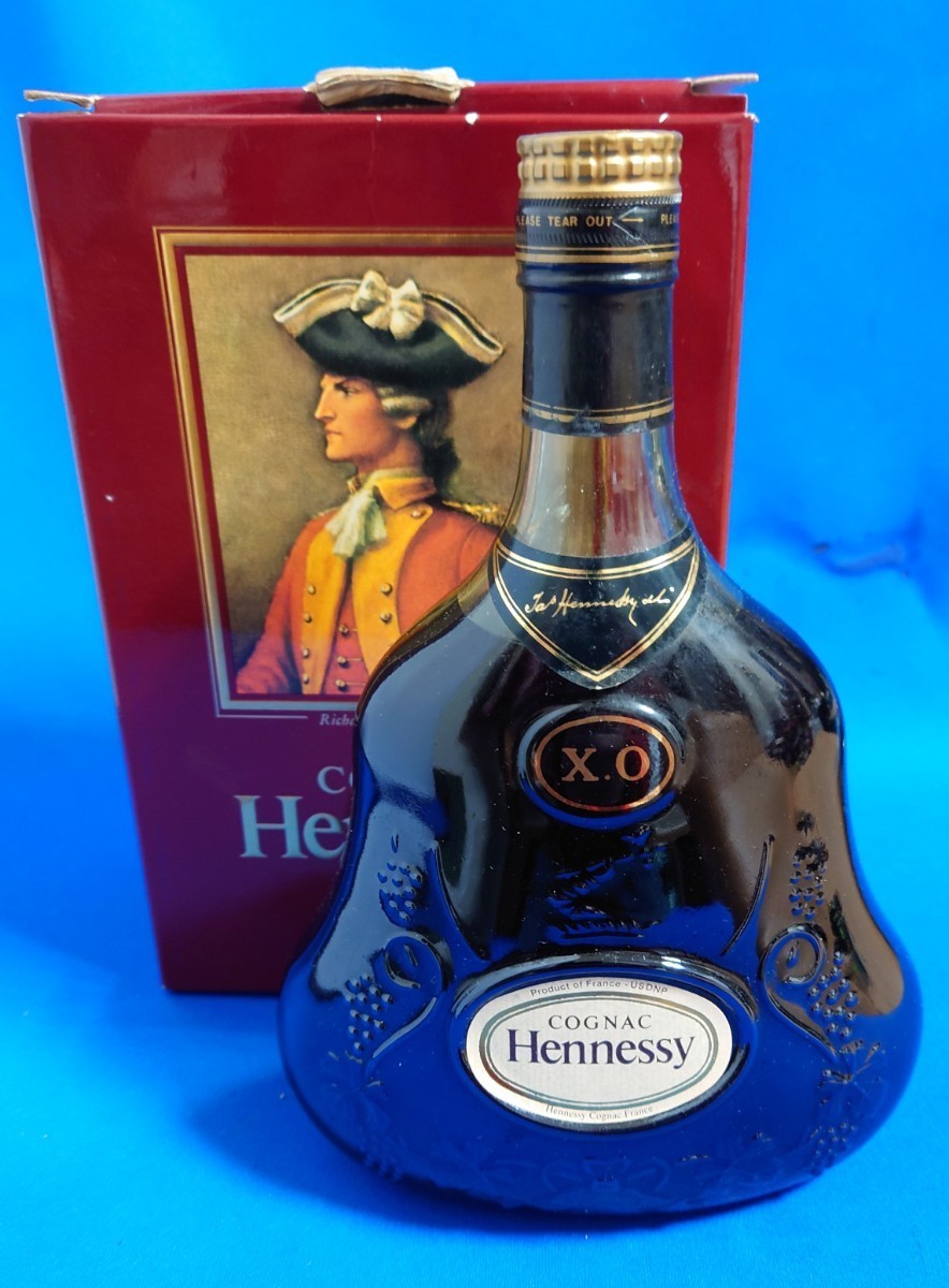 COGNAC Hennessy X.O 未開栓 金キャップ グリーンボトル 箱 包装紙 古