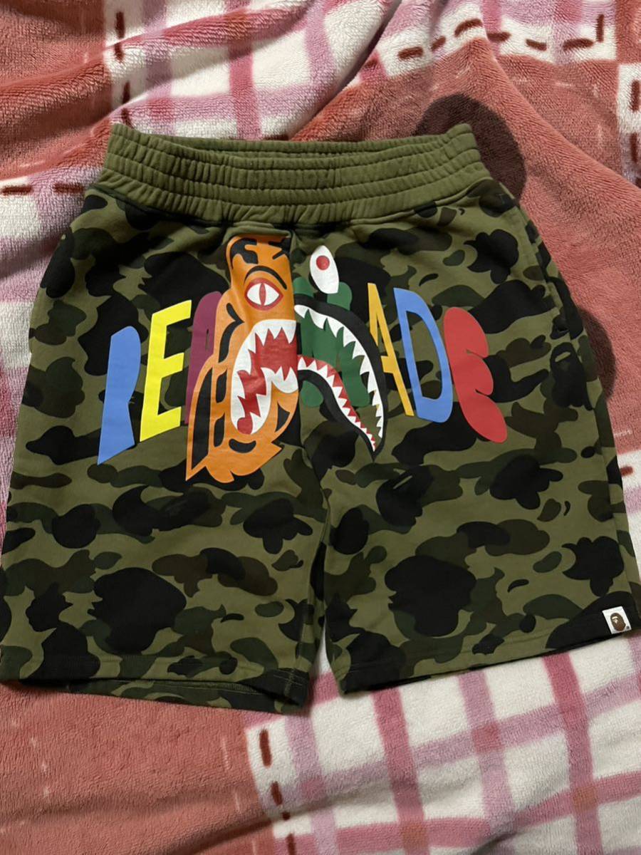 美品 L TIGER SHARK WIDE SWEAT SHORTS A BATHING APE BAPE READYMADE