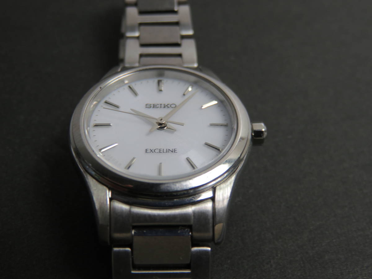  прекрасный товар Seiko SEIKO Exceline EXCELINE солнечный SOLAR 3 стрелки оригинальный ремень V117-0EB0 женский женские наручные часы сделано в Японии U408 работа товар 