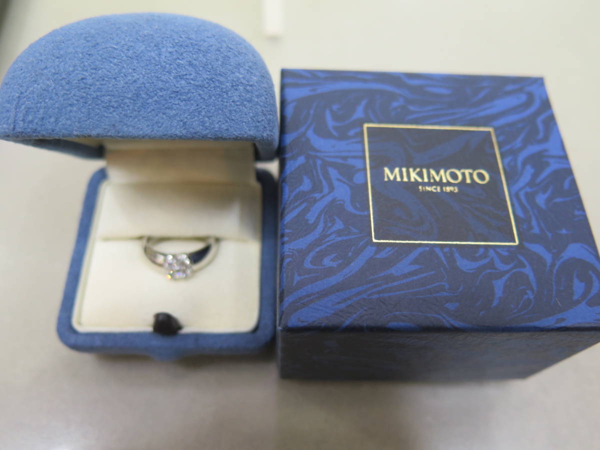 MIKIMOTO/ Mikimoto платина 950 бриллиантовое кольцо diamond 0.29ct.8.9g 10 номер 