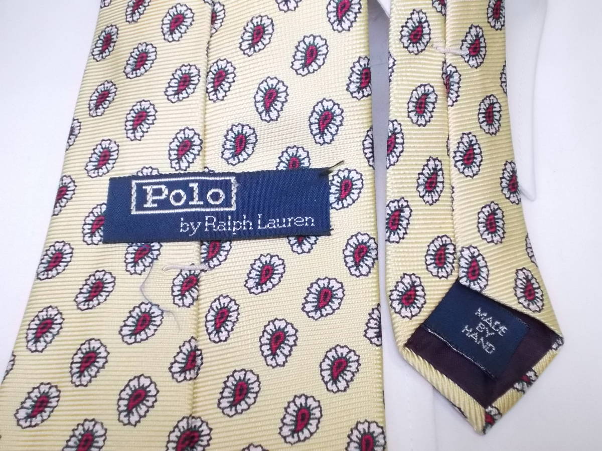 a4◆Polo by Ralph Laurenネクタイ◆シルクアメリカ製USA製ペイズリービンテージポロバイラルフローレンネクタイ着用感少なめ5C_画像2