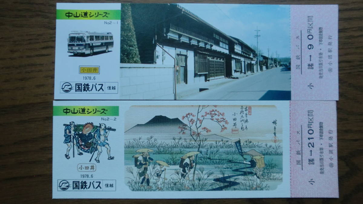 中山道シリーズ　国鉄バス記念乗車券　4枚セット　1978年　国鉄信越地方自動車部_画像6