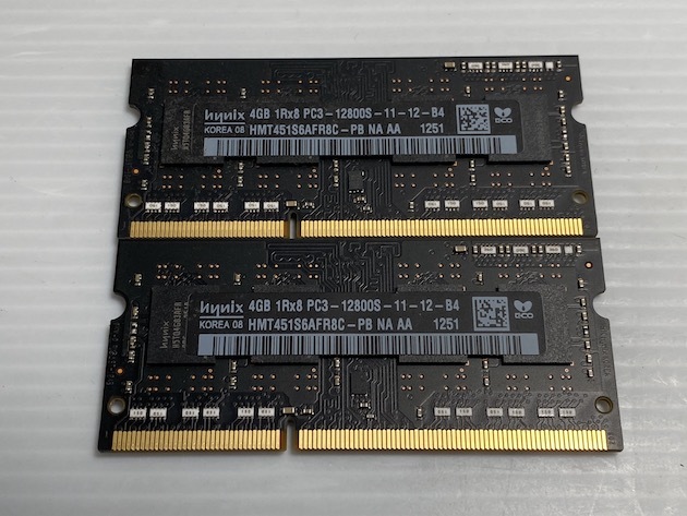 hynix DDR3 PC3-12800S-11-12-B4 HMT451S6AFR8C-PB NA AA 8GB (4GB×2) ラップトップ用メモリー [M227]_画像1