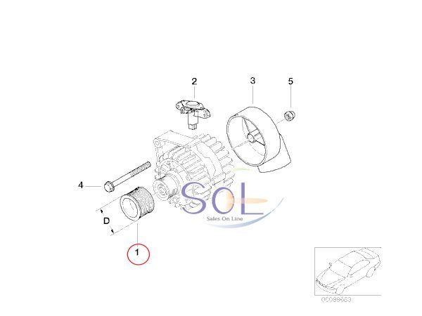 BMW E46 E90 E91 E92 E93 オルタネーター プーリー (BOSCH製オルタネーター 12317533270等に適合) 318i 320i 323i 325i 335i 12317560483の画像2