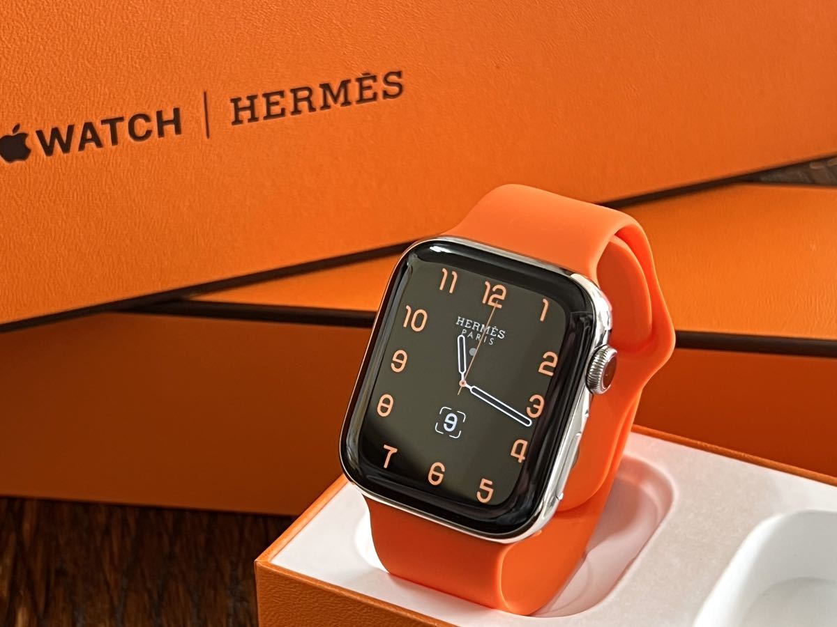 Apple Watch Hermes ラバーベルト キリム オレンジ 45mm用 - 腕時計