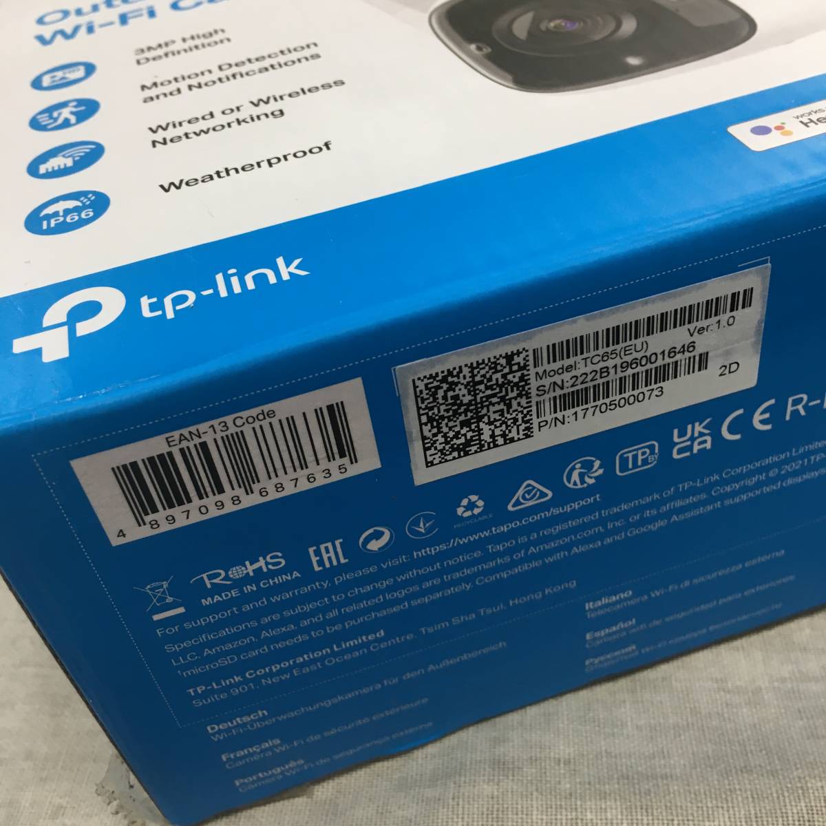 TP-Link WiFi ネットワークカメラ 屋外カメラ 300万画素 IP66防水・防塵 防犯カメラ 音声通話可能 Tapo TC65の画像2