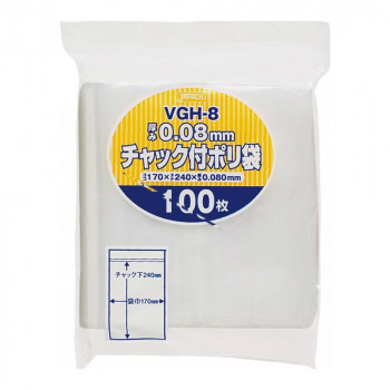ja pack s zipper attaching poly bag thickness 0.080mm transparent 100 sheets ×17 pcs. VGH-8