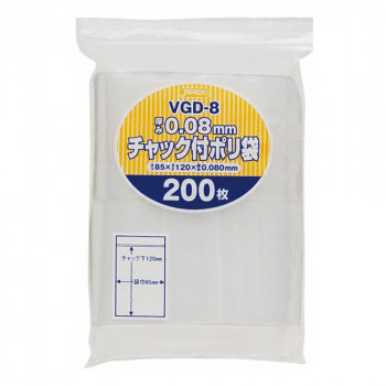 ja pack s zipper attaching poly bag thickness 0.080mm transparent 200 sheets ×30 pcs. VGD-8