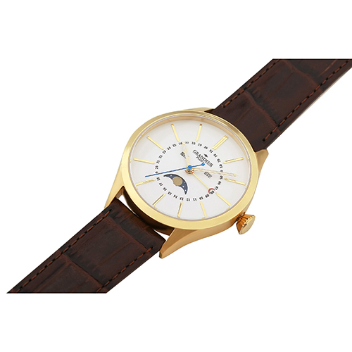 GRANDEUR Grandeur plus kla deer Vintage . moon face men's leather belt watch GRP011G1