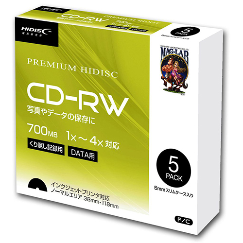 最安値 20個セット HDCRW80YP5SCX20 1-4倍速5mmスリムケース入り5枚パック CD-RW データ用 HIDISC CD-R、CD-RW