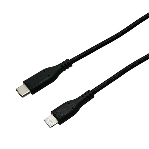 ミヨシ 高耐久Lightning-USB Type-Cケーブル 2m ブラック SCL-T20N/BK_画像1