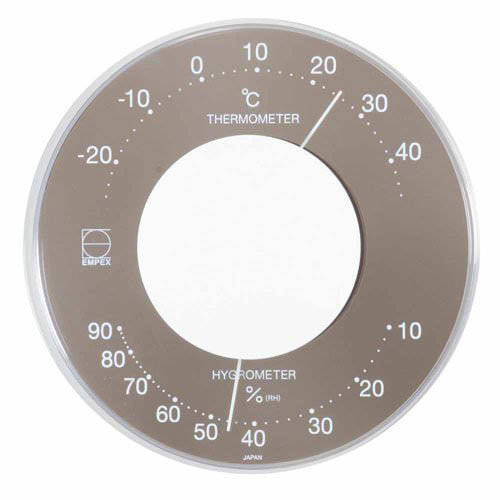 EMPEX 温度・湿度計 セレナカラー 丸型 置き掛け兼用 LV-4357 グレー_画像1