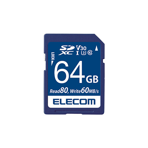 ELECOM エレコム SDXCカード/データ復旧サービス付/ビデオスピードクラス対応/UHS-I U3 80MB/s 64GB MF-FS064GU13V3R