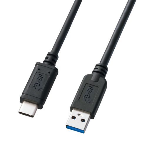 サンワサプライ USB3.1 Gen2 Type C-Aケーブル(ブラック・0.5m) KU31-CA05_画像1