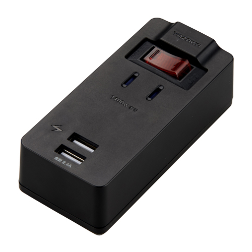 5個セット YAZAWA ブレーカースイッチ付1AC2USB2.4Aブラック H6BKS3102UBKX5