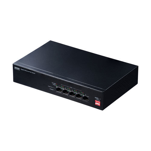 サンワサプライ 長距離伝送・ギガビット対応PoEスイッチングハブ(5ポート) LAN-GIGAPOE51
