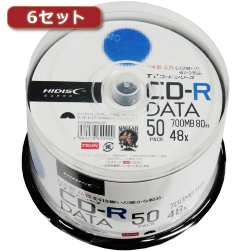 300 pieces set (50 sheets X6 piece ) HI DISC CD-R( data for ) high quality TYCR80YP50SPX6