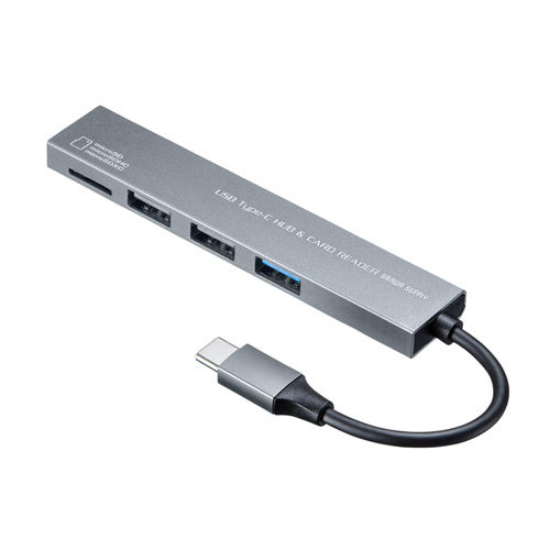 サンワサプライ Type-C 3ポート コンボスリムハブ(microSDカードリーダー付き) USB-3TCHC19S_画像2