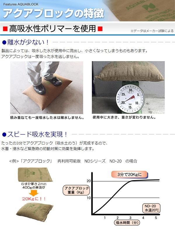 日水化学工業 防災用品 吸水性土のう 「アクアブロック」 NDシリーズ 再利用可能版(真水対応) ND-15 20枚入り_画像3