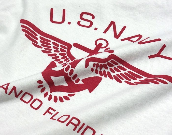 Tシャツ XL メンズ ミリタリー 半袖 US NAVY 米海軍 錨マーク MAVERICKS ブランド ホワイト ボルドー_画像5