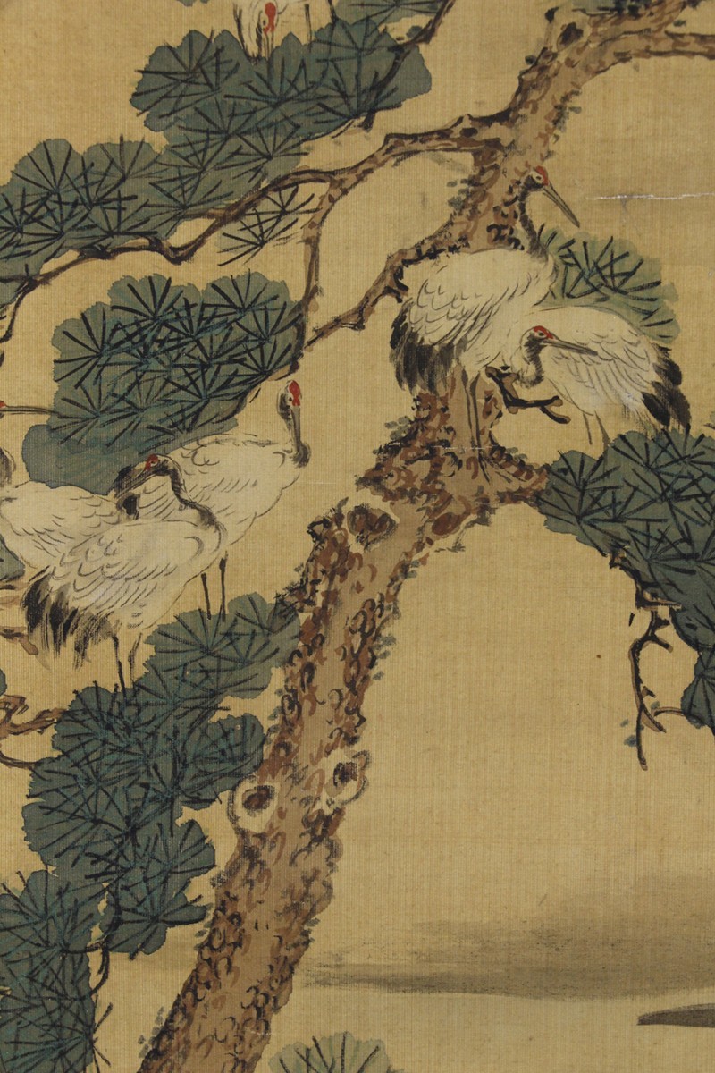 [ genuine work Edo animal picture ] hanging scroll [&#30976; west . thousand crane thousand turtle map . width ]..4 year 41 -years old Edo latter term painter small rice field sea .. under picture 