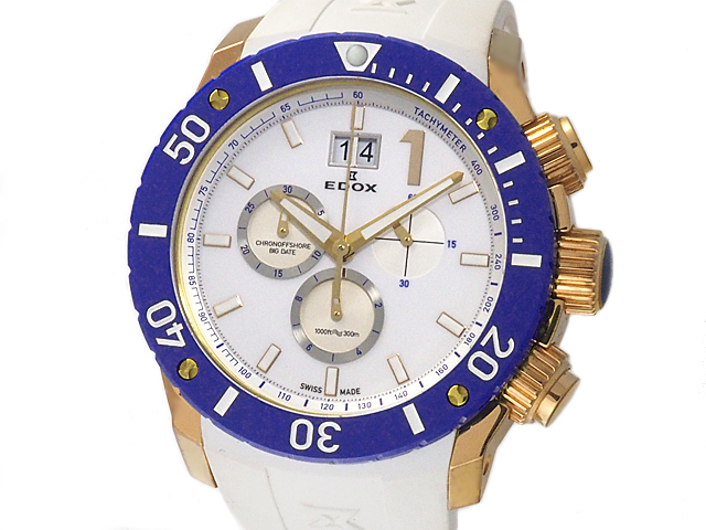 富士屋◆エドックス EDOX クロノオフショア１ 10020-37RBU-BIR 10周年記念 215本限定 メンズ クオーツ 腕時計