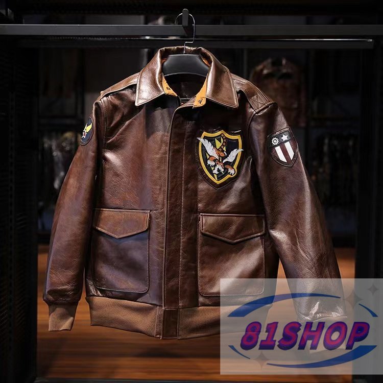 「81SHOP」高品質 フライトジャケット メンズ ミリタリージャケット 空軍 牛革 刺繍 革ジャン M～3XL