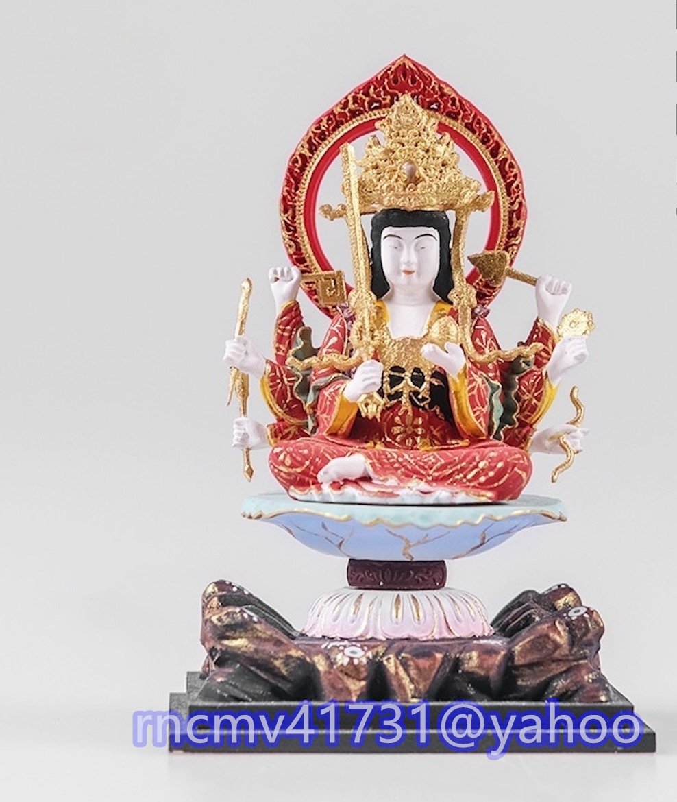 81SHOP」一刀彫☆ 八臂弁財天 (弁才天)弁天 辨財天 精密細工 黄楊木
