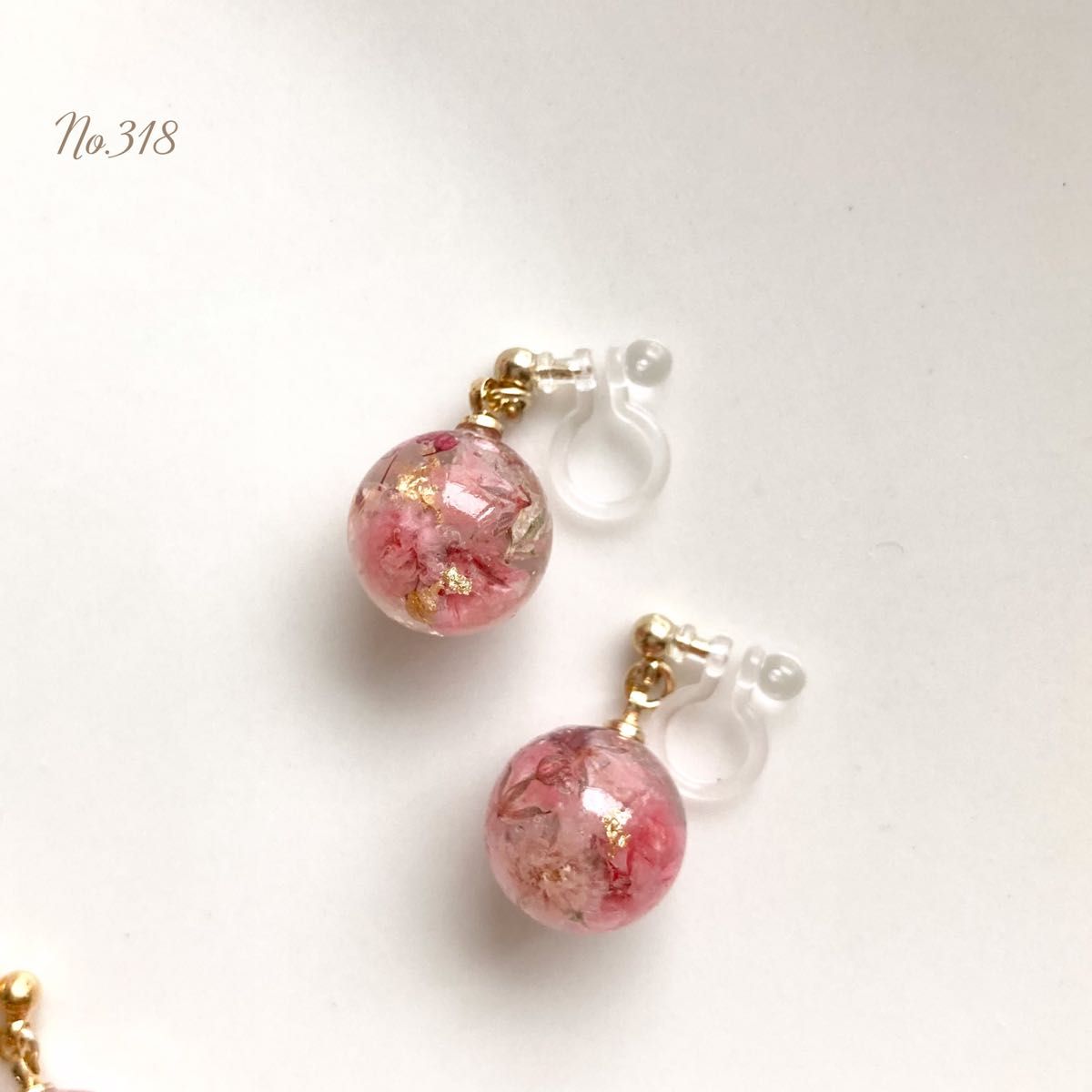 【破格値下げ】 春 318 No ピアスドライフラワー イヤリング変更可 レジン ピアス