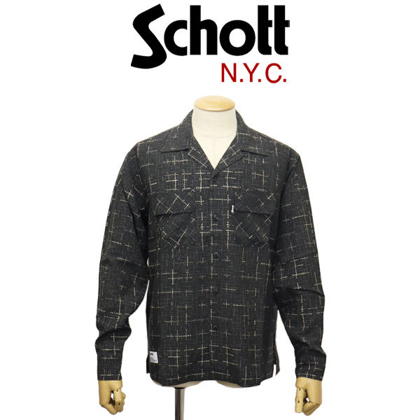 Schott (ショット) 3120006 KASURI カスリ PLAID L/S SHIRT ロングスリーブシャツ 10(09)BLACK XL_Schott(ショット)正規取扱店THR