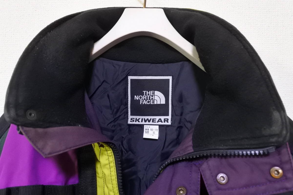 90's THE NORTH FACE SKI WEAR ノースフェイス スキーウェア ジャケット size M 紫×緑×ライム 日本製_画像6