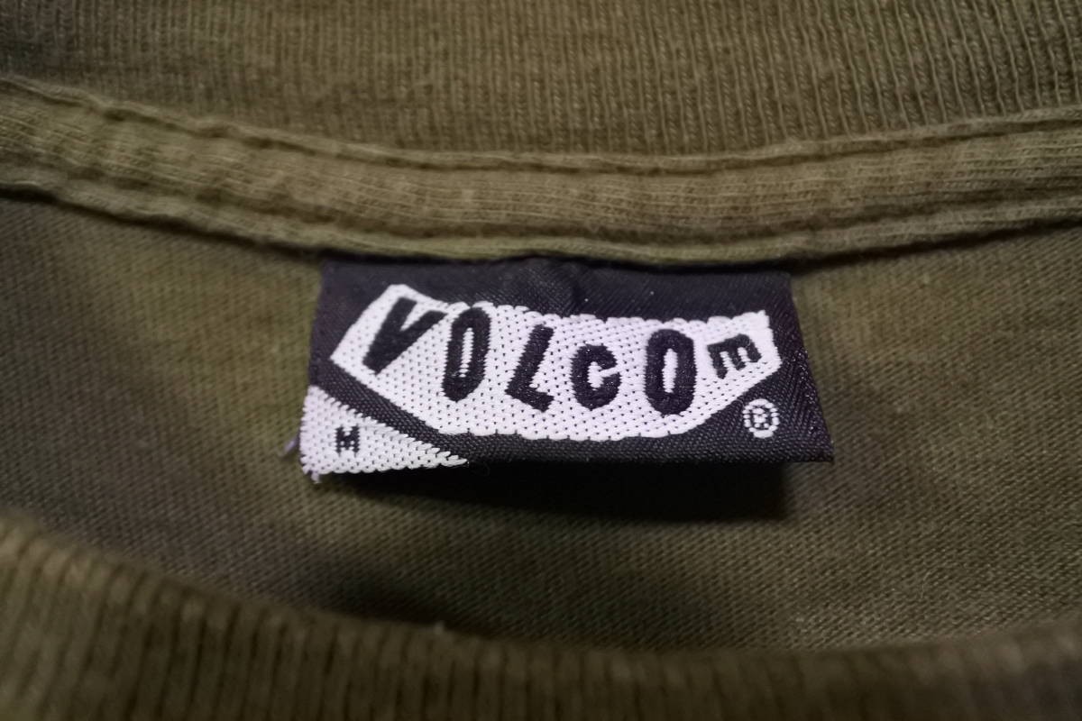 90's VOLCOM Vintage Tee size M USA製 オールドボルコム Tシャツ 深緑 モスグリーン_画像4