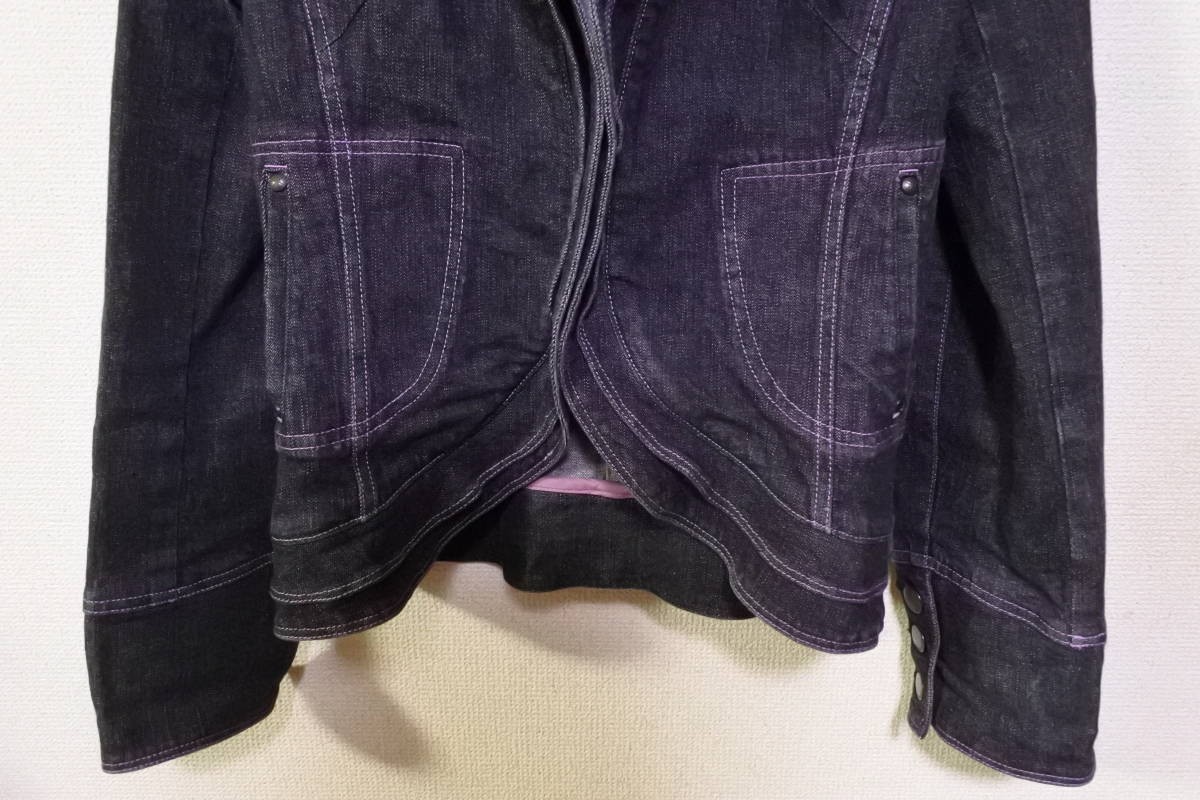 HANAE MORI Denim Jacket size 38 ハナエモリ ブラック デニム スーツ ジャケット 3D 立体襟 日本製_画像7