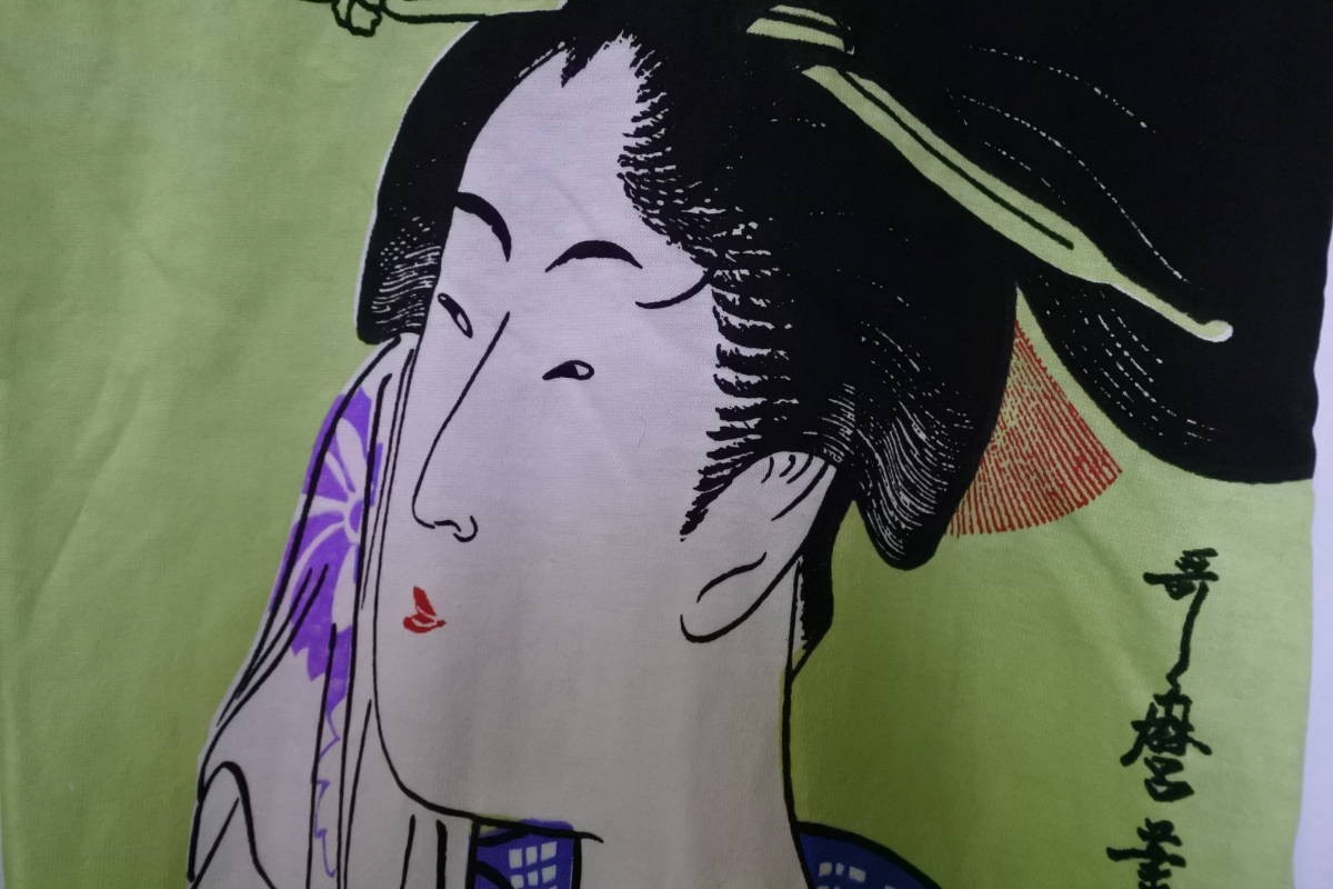 80's-90's THE UKIYOE KITAGAWA UTAMARO ART Vintage Tee size L 喜多川歌麿 浮世絵 Tシャツ 当時物_画像3