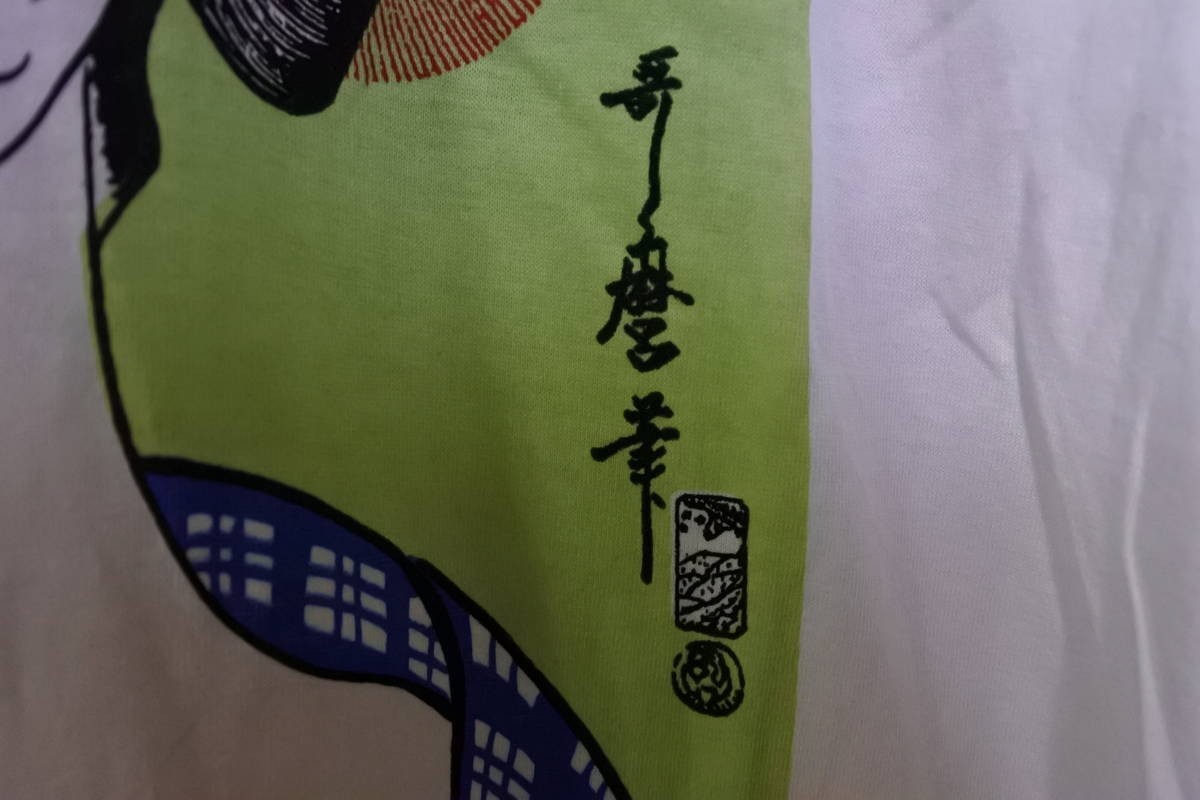 80's-90's THE UKIYOE KITAGAWA UTAMARO ART Vintage Tee size L 喜多川歌麿 浮世絵 Tシャツ 当時物_画像4