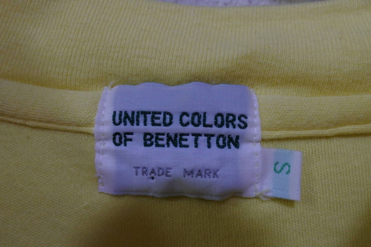 80's-90's UNITED COLORS OF BENETTON Tee size S ベネトン Tシャツ 旧ロゴ 刺繍 イエロー_画像5