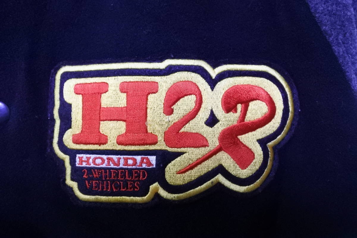 HONDA HOT RACING STAFF H2R Varsity Jacket size M ホンダ 中綿 スタジャン ブラック×グレー 当時物_画像6