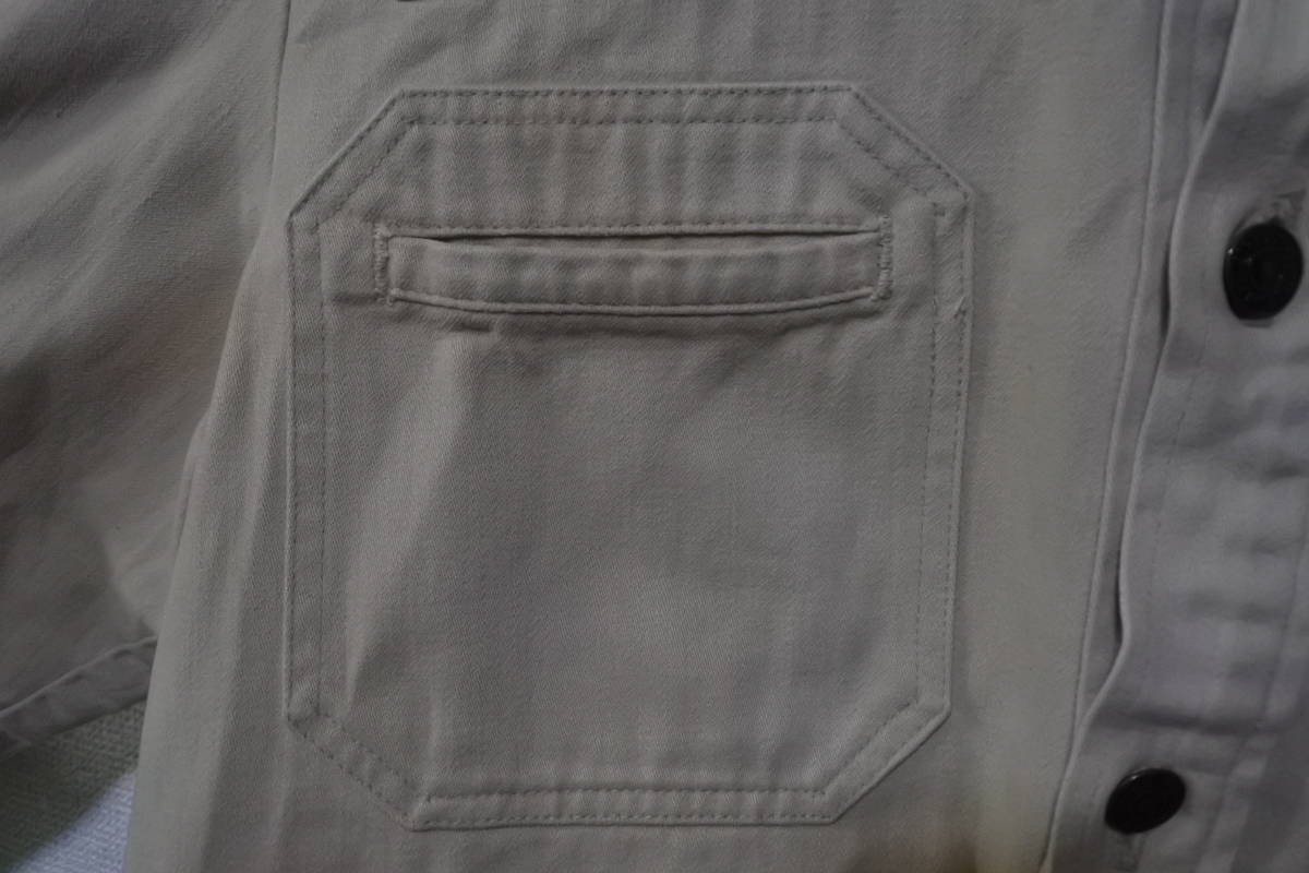 70's Levi's リーバイス コットンツイル シャツ ジャケット size M-L 生成り 白タブ ビンテージ_画像8