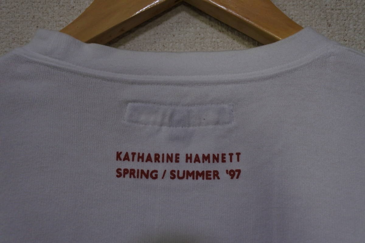 90's KATHARINE HAMNETT LONDON SAVE TIBET 1997ss Tee size M メッセージ Tシャツ ホワイト_画像7