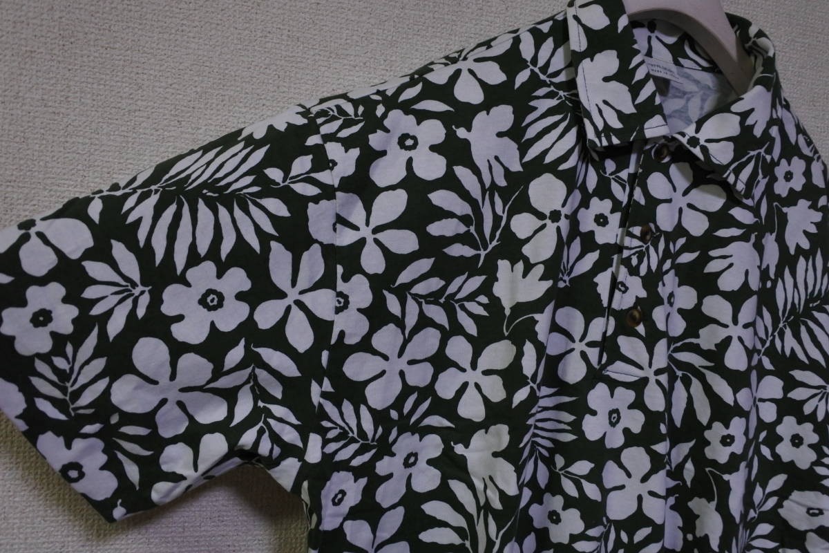 90's UNITED COLORS OF BENETTON 半袖 プルオーバーシャツ size M グリーン系 総柄 花柄 イタリア製_画像6