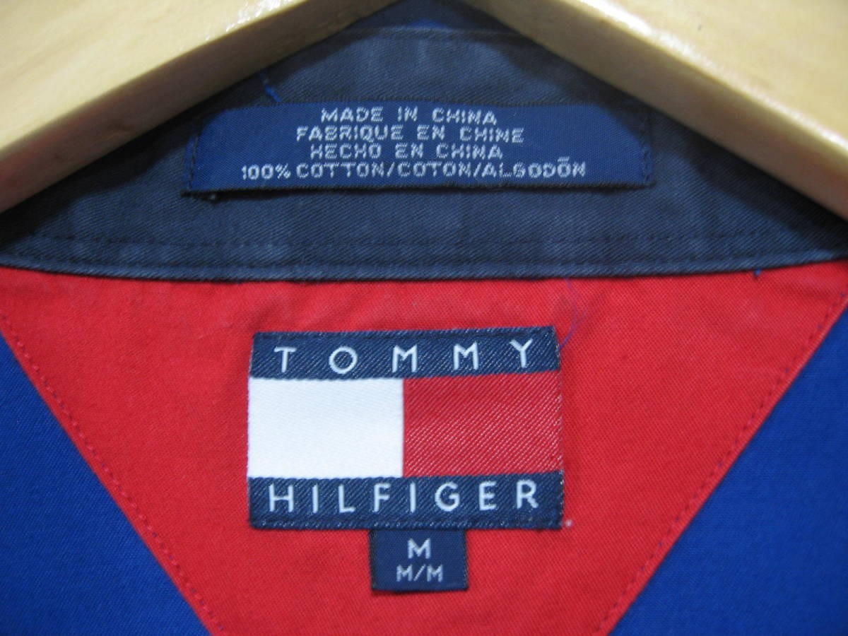 90's TOMMY HILFIGER Vintage L/S Shirt Big Logo Flag トミーヒルフィガー 長袖シャツ ビッグロゴ フラッグ size M_画像6