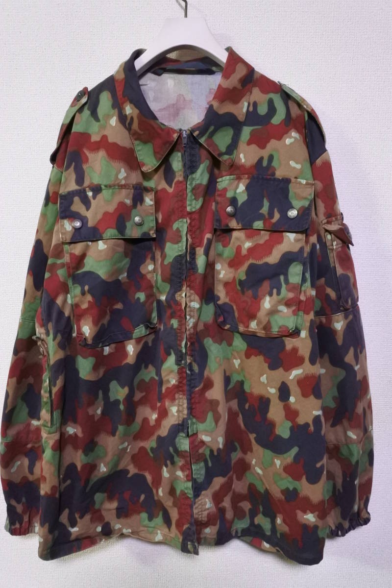 80's スイス軍 アルペンカモ ミリタリーシャツ ジャケット size 52 迷彩 OPTI ユーロ BDU