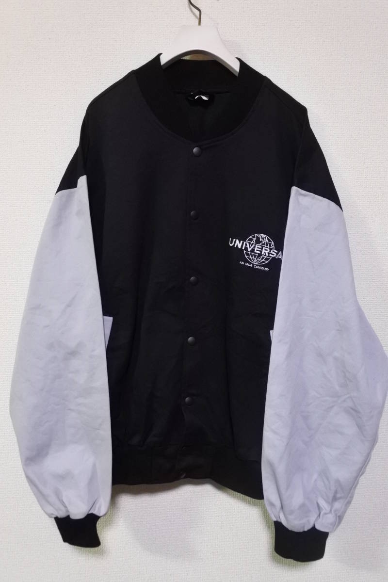 90's UNIVERSAL AN MCA COMPANY LA Custom Jackets Promotions size XL ユニバーサル スタジャン USA製 ブラック×グレー