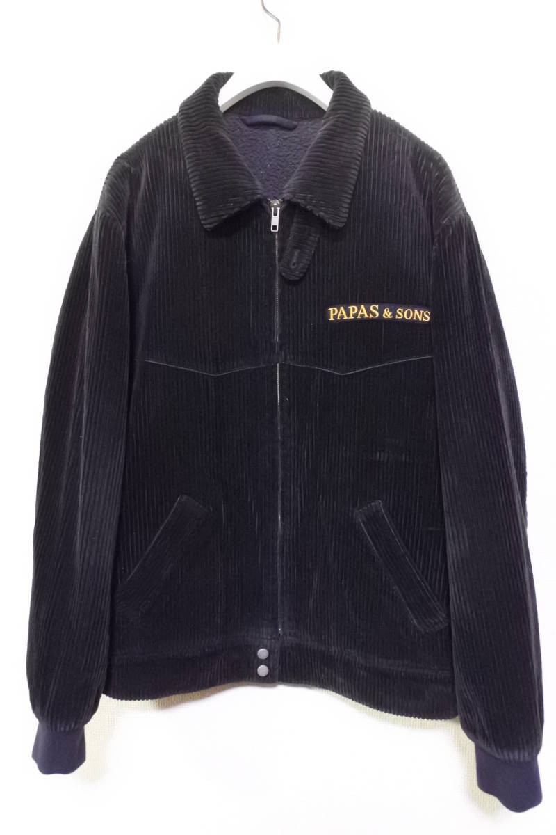 PAPAS＆SONS パパス コーデュロイ ジャケット ブルゾン チンスト size M ブラック 日本製_画像1