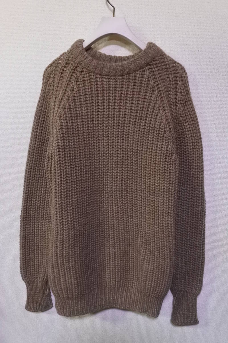 80's LAKELAND ローゲージ ニット ウール セーター size M ベージュ系 英国製 肉厚 畦編み