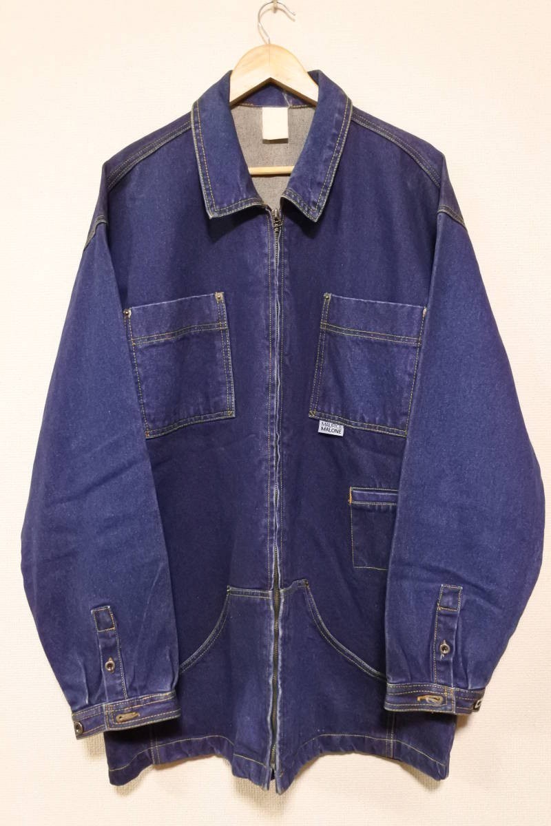 90's MAURICE MALONE モーリスマローン デニム カバーオール ジャケット size L 濃紺 オーバーサイズ