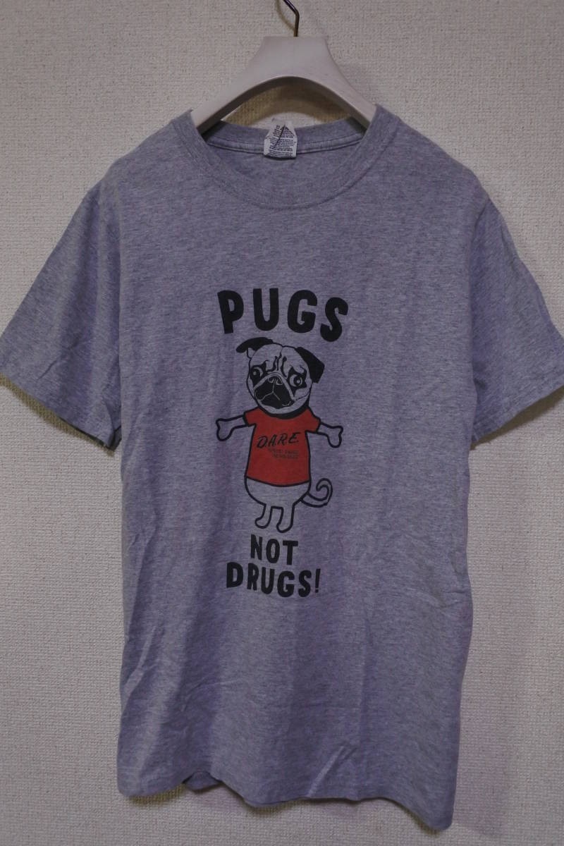 00's PUGS D.A.R.E. NOT DRUGS JERZEES Tee size S 犬 ドッグ パグ Tシャツ DARE_画像1