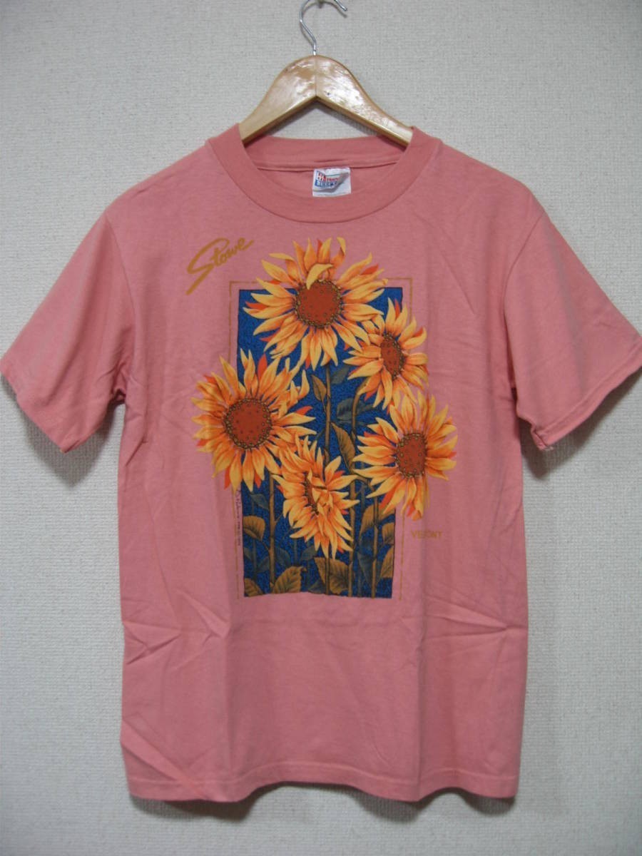 90's Sunflower Hanes Vintage Tee size S USA製 ひまわり 向日葵 サンフラワー Tシャツ ライトピンク